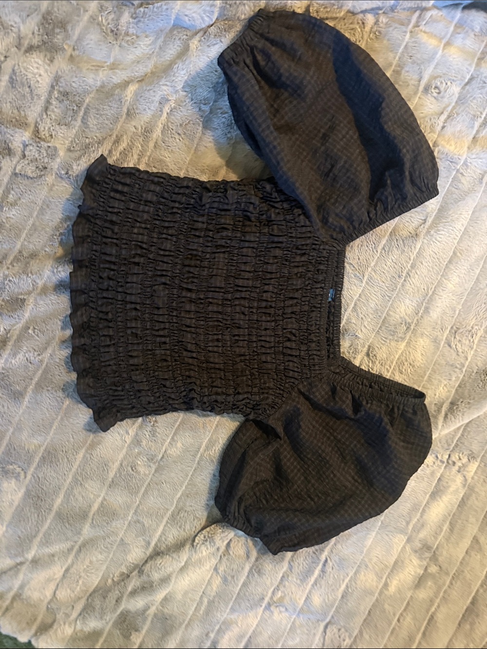 Old Navy Black Smocked Off-Shoulder Puff Sleeve Top